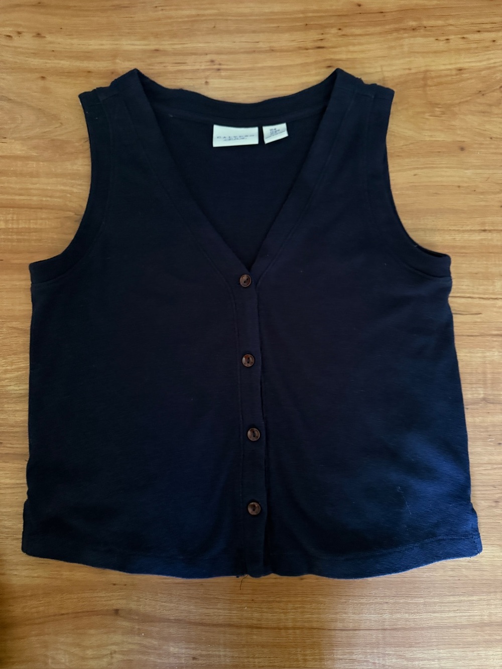 Calypso St. Barth Navy Sleeveless Button-Front Vest Top